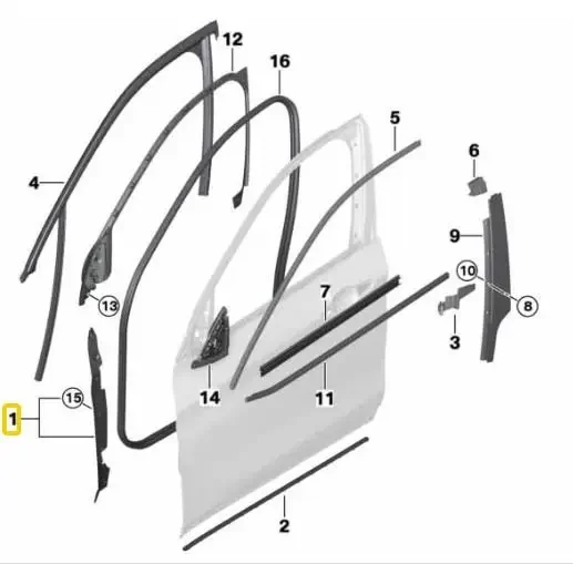 Deur portier afdichting rubber BMW X1 serie F48 + LCi 51767349643 7349643 Biztonságos vásárlás