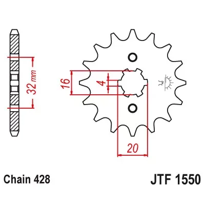 Lánckerék első 428 14 fogas JTF1550.14 Vedd meg most