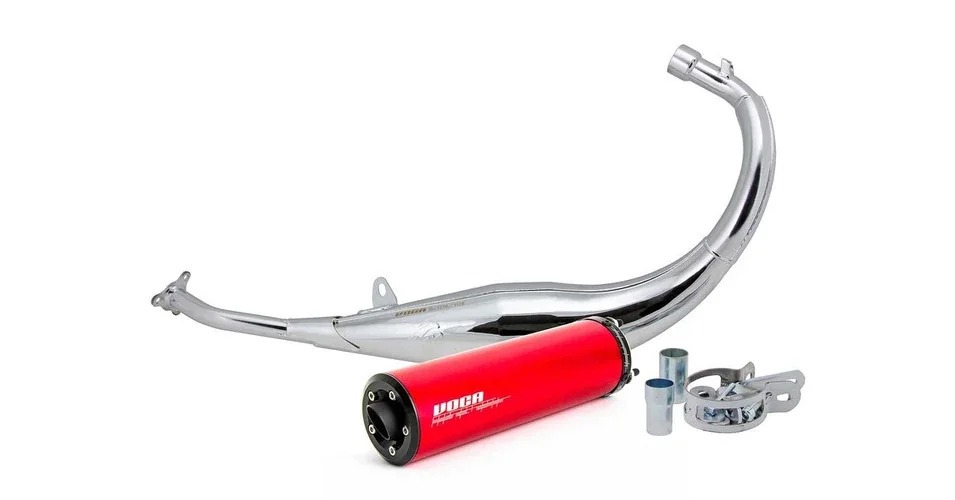 Vedd meg most Kipufogó Minarelli AM6 Enduro, Supermoto 50-70cc (piros hangtompítóval) VOCA Chromed