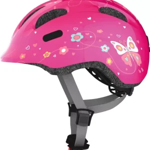 Biztonságos vásárlás ABUS kerékpáros gyerek sisak Smiley 2.0, In-Mold, pink butterfly, M (50-55 cm)